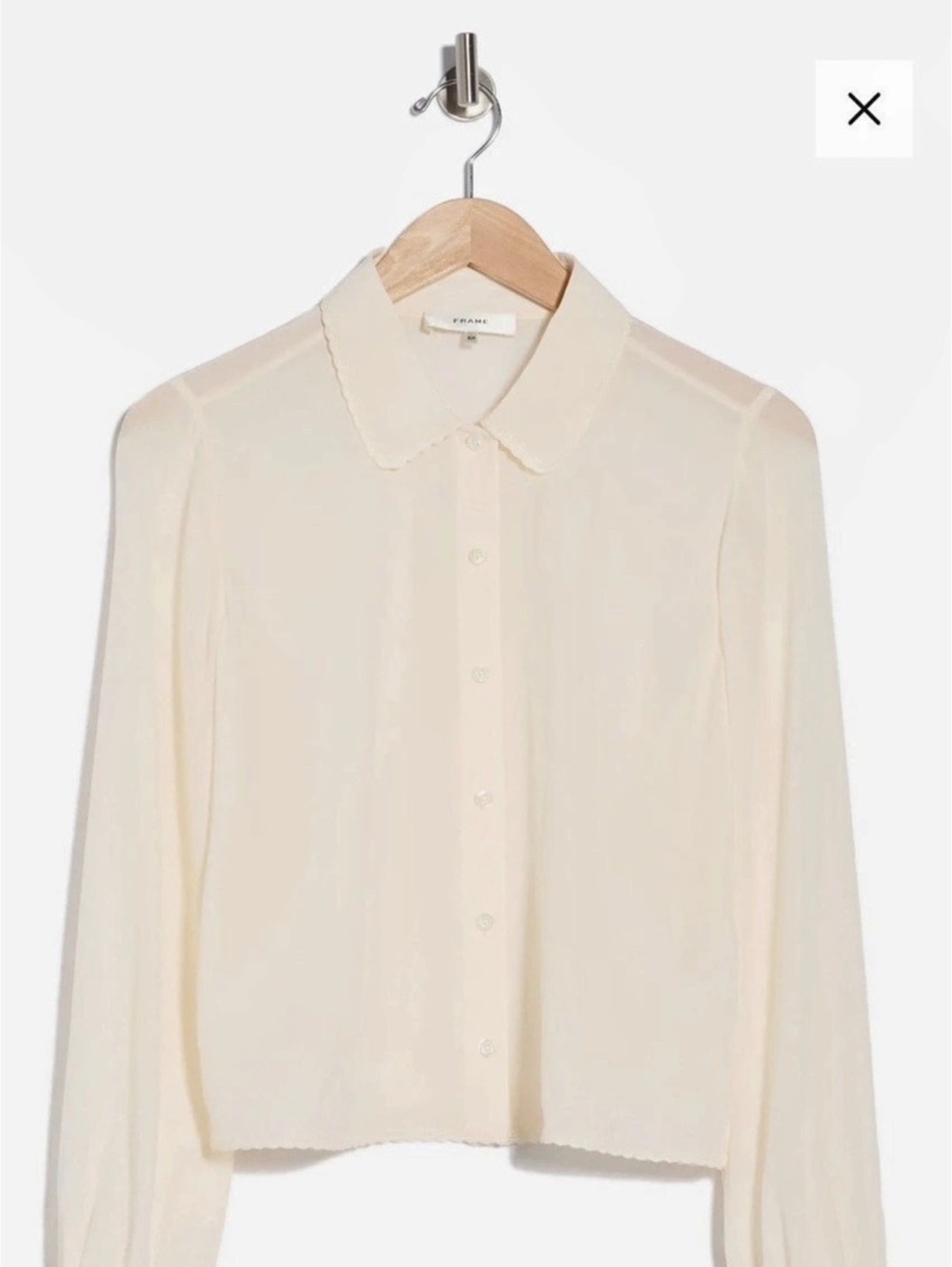 FRAME The Silk Prim Shirt Cream Button Down Blouse Size Small